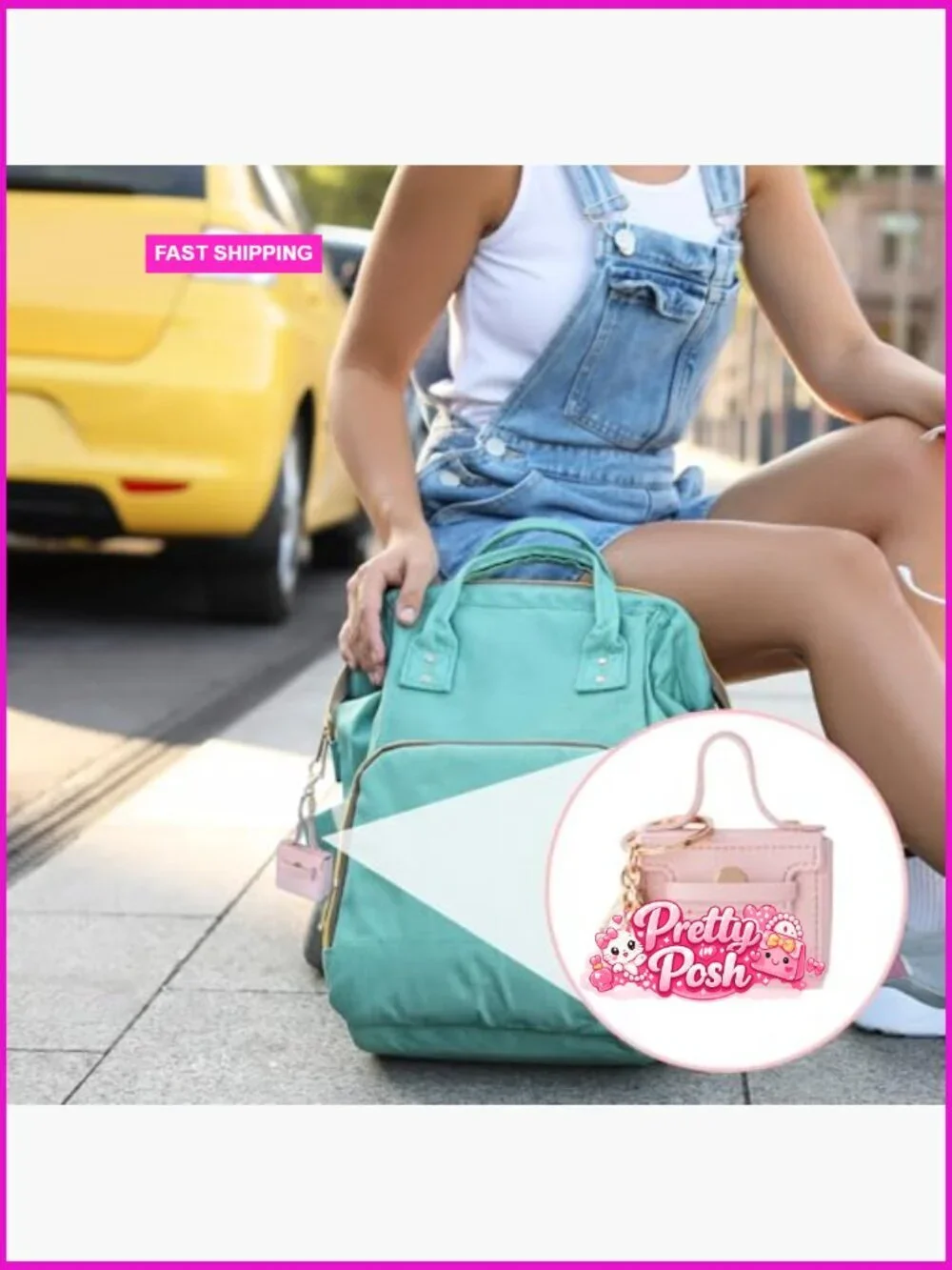 PU Leather Mini Backpack Keychain Coin Purse Zipper Pouch